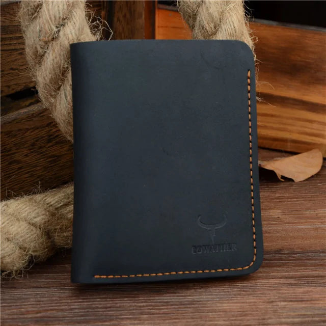 Cowather Men's Genuine Leather Bifold Wallet - Rustic, Durable, RFID