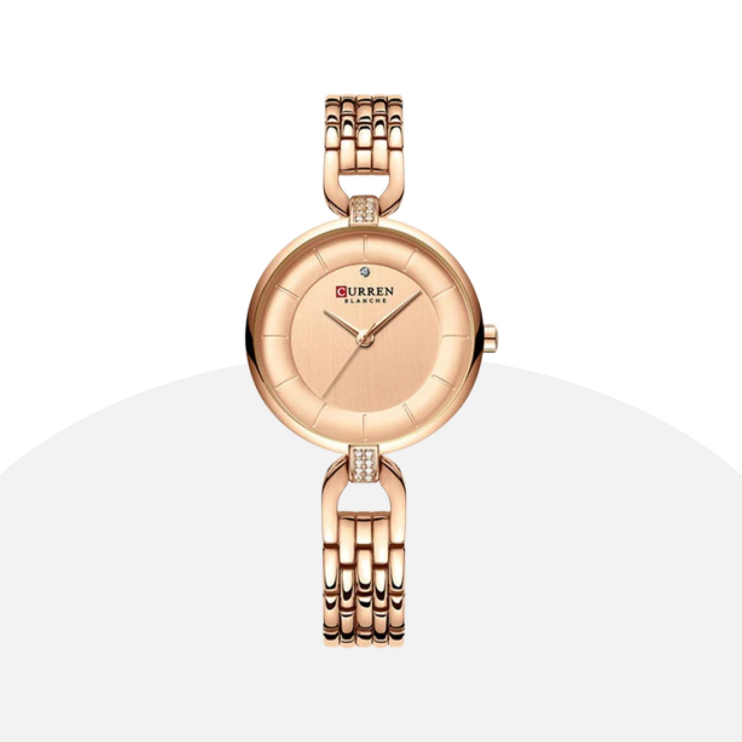 Curren Blanche Women's Watch Rose Gold Black Ceramic Elegant Quartz