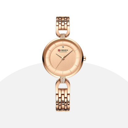 Curren Blanche Women's Watch Rose Gold Black Ceramic Elegant Quartz