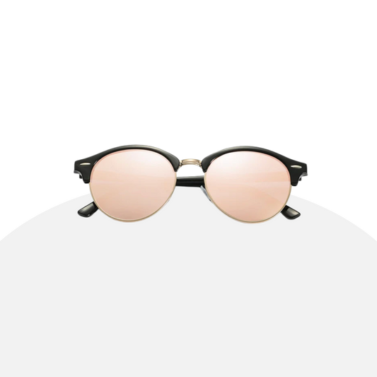 Trendy Round Sunglasses | Rose Gold Mirror Lenses | UV400 Protection