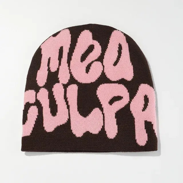 Statement "Mea Culpa" Beanie - Bold Knitted Style