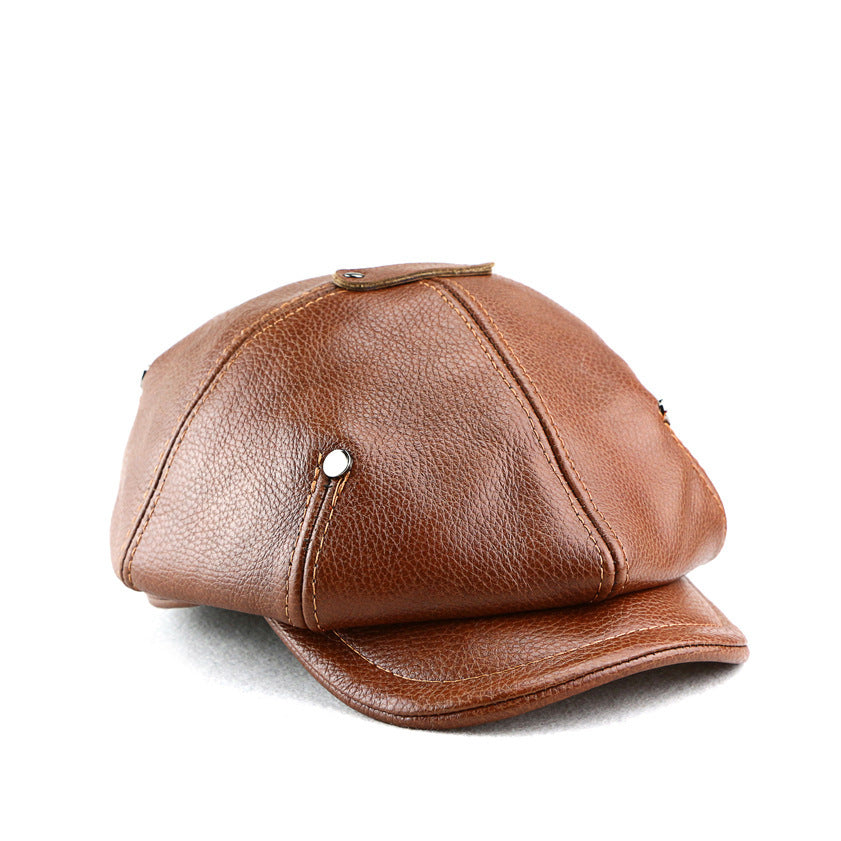 Classic Leather Newsboy Cap - Timeless Style & Comfort