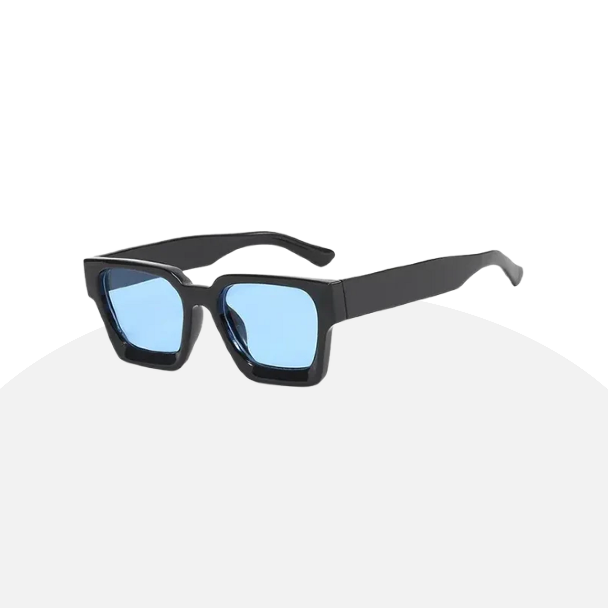 Trendy Square Sunglasses - Bold Black Frame, Blue Lenses, UV Protection