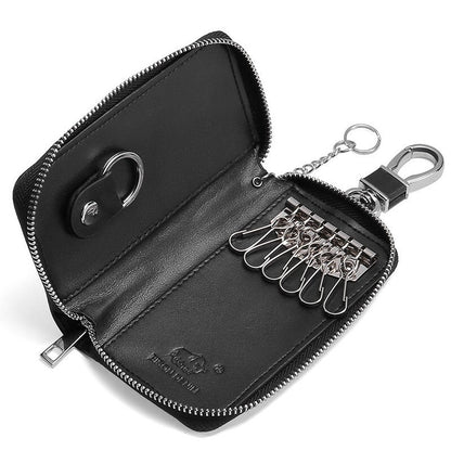 Bison Denim Zippered Key Wallet: RFID Blocking, Compact, Genuine Leather