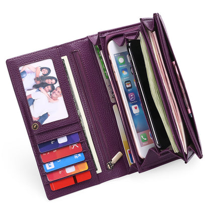 Elegant Leather Clutch Wallet - RFID Blocking, Spacious, Timeless Style