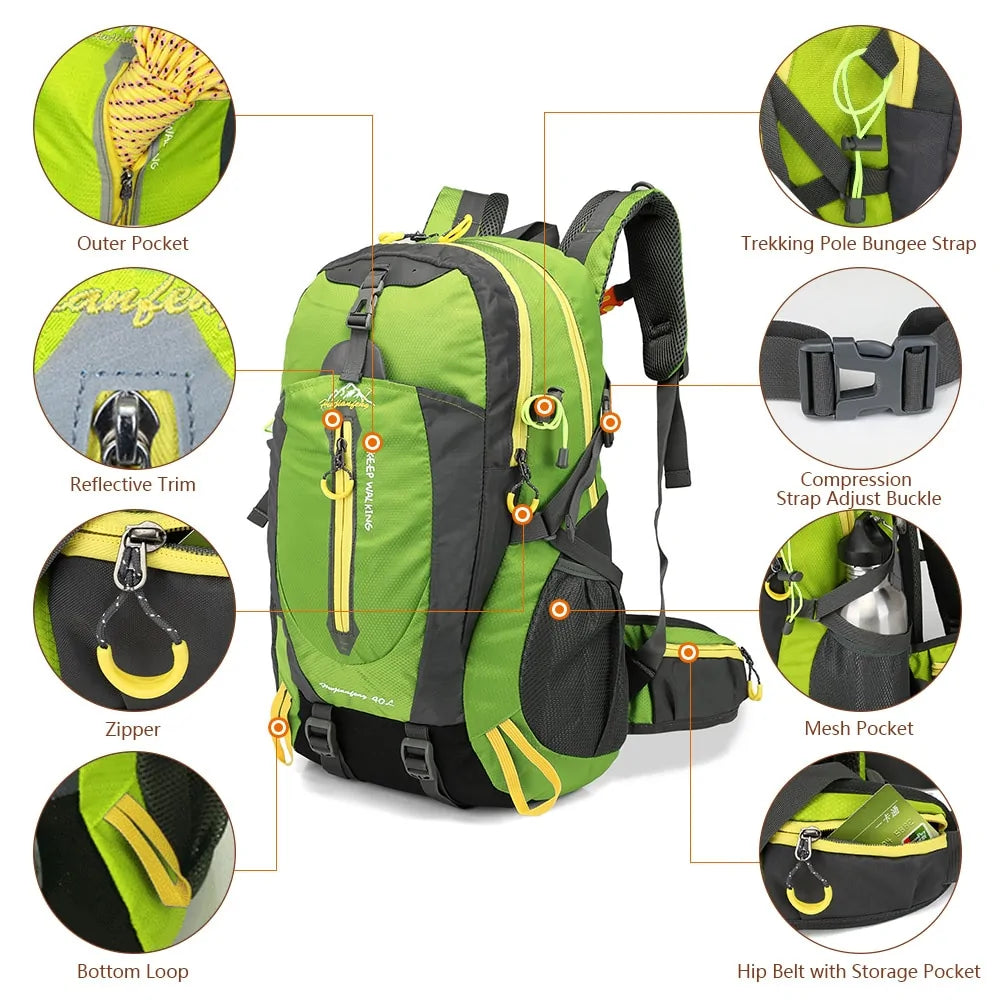 Lightweight Hiking Backpack 40L - Breathable, Water-Resistant, Multi-Purpose