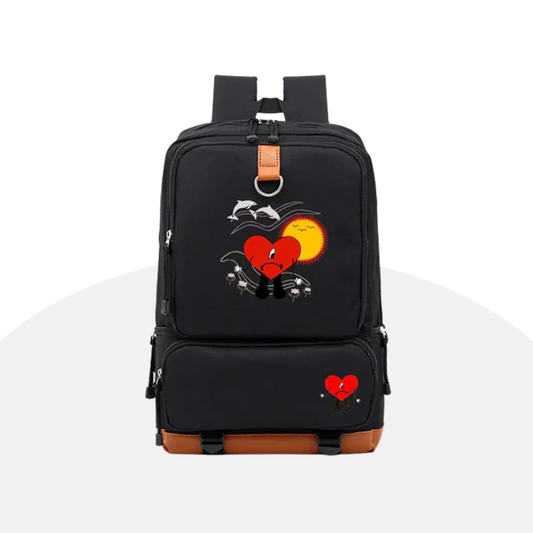 Bad Bunny "Un Verano Sin Ti" Canvas Backpack - Iconic Heart Design