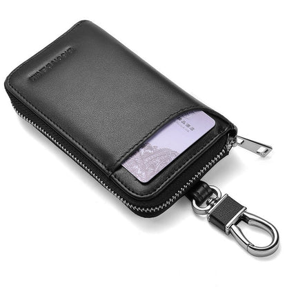 Bison Denim Zippered Key Wallet: RFID Blocking, Compact, Genuine Leather