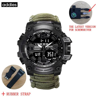 Addies Mudmarsite: Rugged Outdoor Sports Watch with Paracord Band