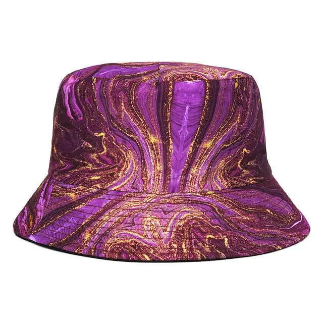 Vibrant Marble Print Reversible Bucket Hat