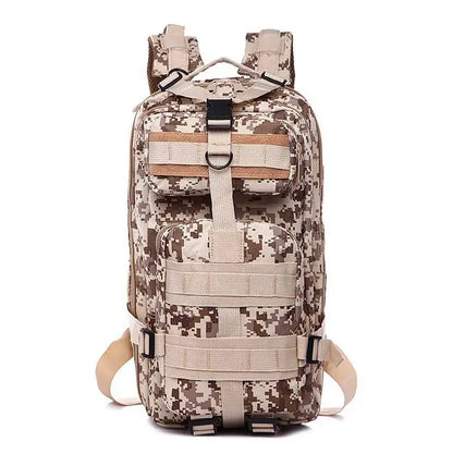 Compact Tactical Backpack - MOLLE, Water-Resistant, Camo Design