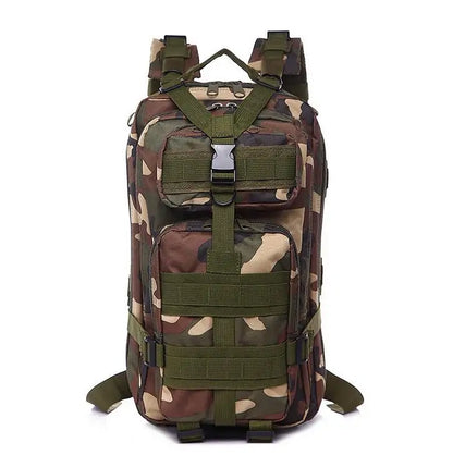 Compact Tactical Backpack - MOLLE, Water-Resistant, Camo Design