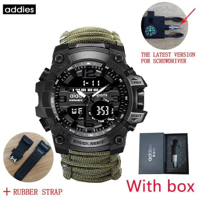 Addies Mudmarsite: Rugged Outdoor Sports Watch with Paracord Band