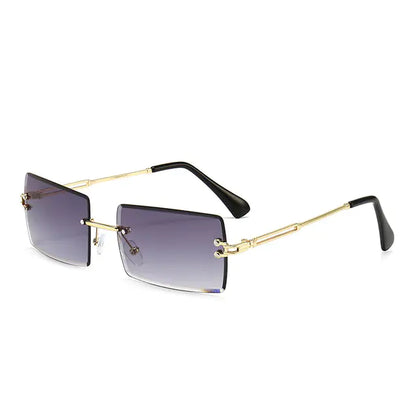 Edgy Rimless Rectangle Sunglasses - UV400, Lightweight, Fashion-Forward