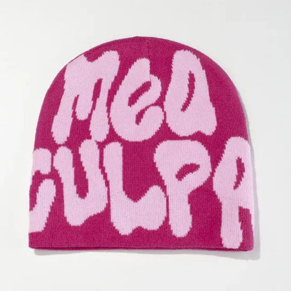 Statement "Mea Culpa" Beanie - Bold Knitted Style