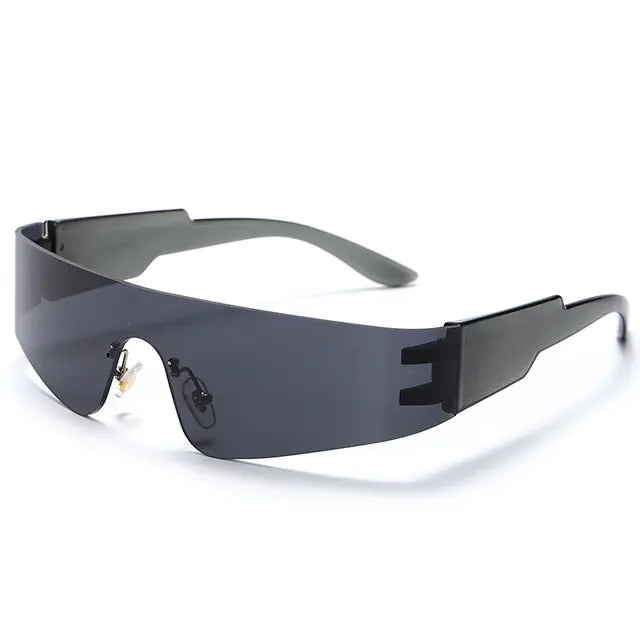 Futuristic Shield Sunglasses - Rimless, Flat Top, Edgy Style