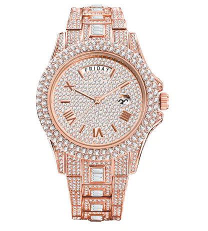 ICEDIAMOND 43MM: Luxurious Iced-Out Gold Watch with Date Display