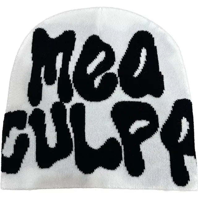 Statement "Mea Culpa" Beanie - Bold Knitted Style