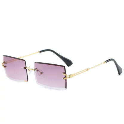 Edgy Rimless Rectangle Sunglasses - UV400, Lightweight, Fashion-Forward