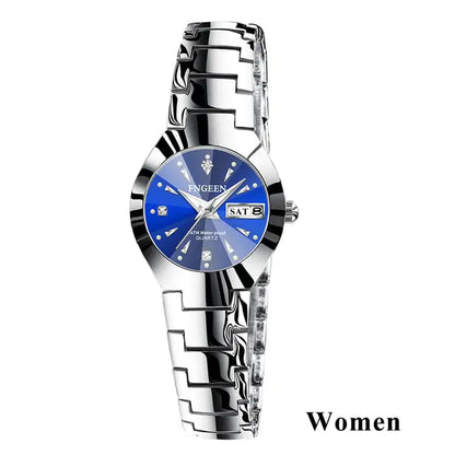 FNGEEN Women's Black Ceramic Watch with Diamond Accents