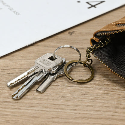 Handcrafted Leather Zipper Pouch with Multiple Compartments