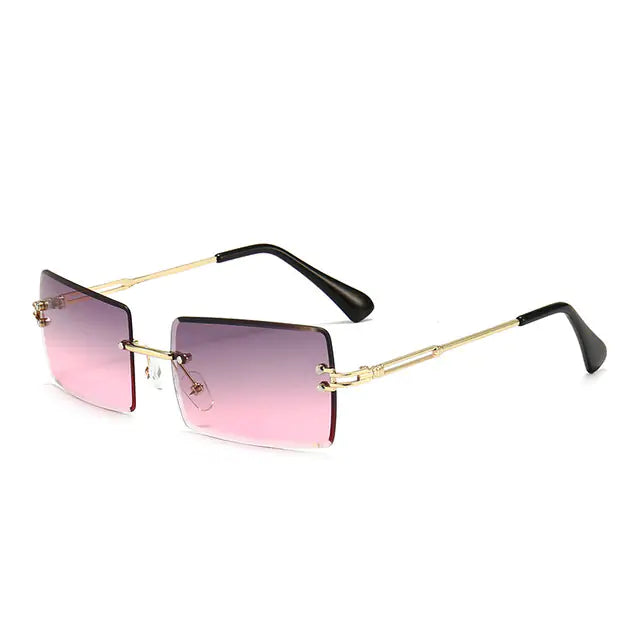 Edgy Rimless Rectangle Sunglasses - UV400, Lightweight, Fashion-Forward