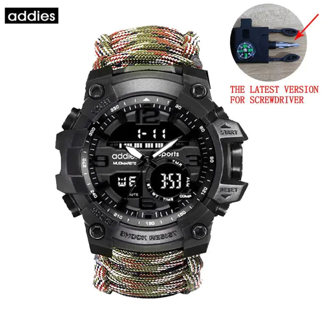 Addies Mudmarsite: Rugged Outdoor Sports Watch with Paracord Band