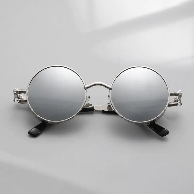 Steampunk Round Sunglasses | Gold Metal Frame | Side Shield | UV400