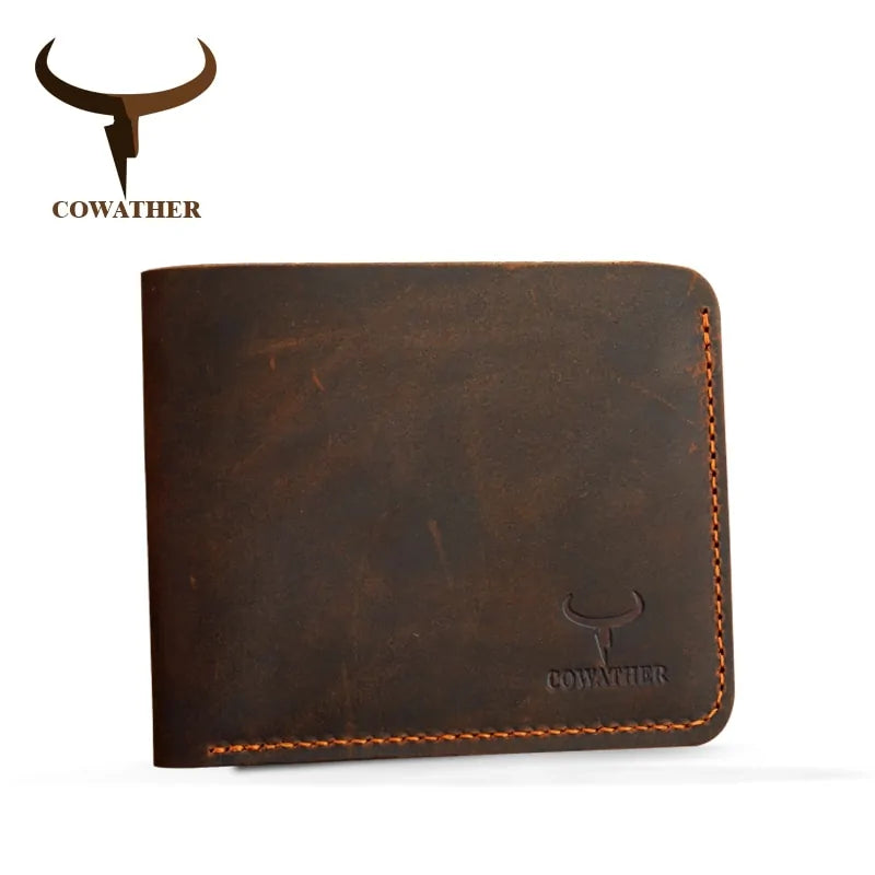 Cowather Men's Genuine Leather Bifold Wallet - Rustic, Durable, RFID