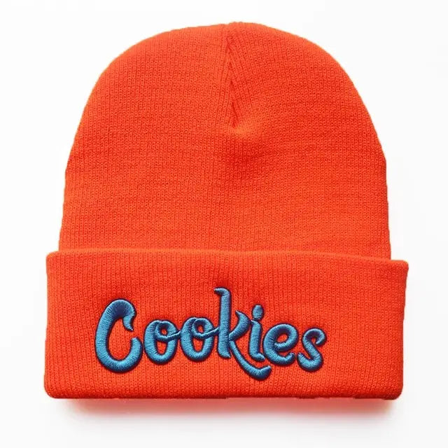 Cookies Embroidered Beanie - Bold Orange, Streetwear Style