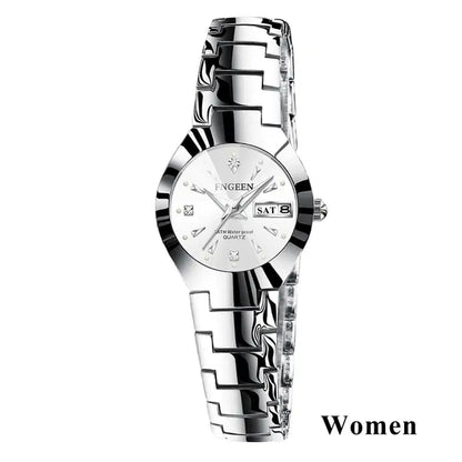 FNGEEN Women's Black Ceramic Watch with Diamond Accents