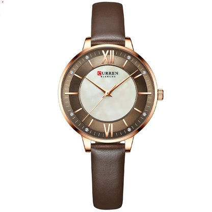 Curren Blanche Women's Rose Gold Watch with Blue Leather Band