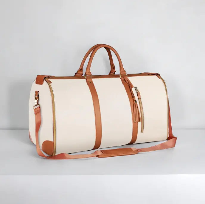 Elegant Weekender Duffel Bag - Stylish Travel Companion with Leather Accents