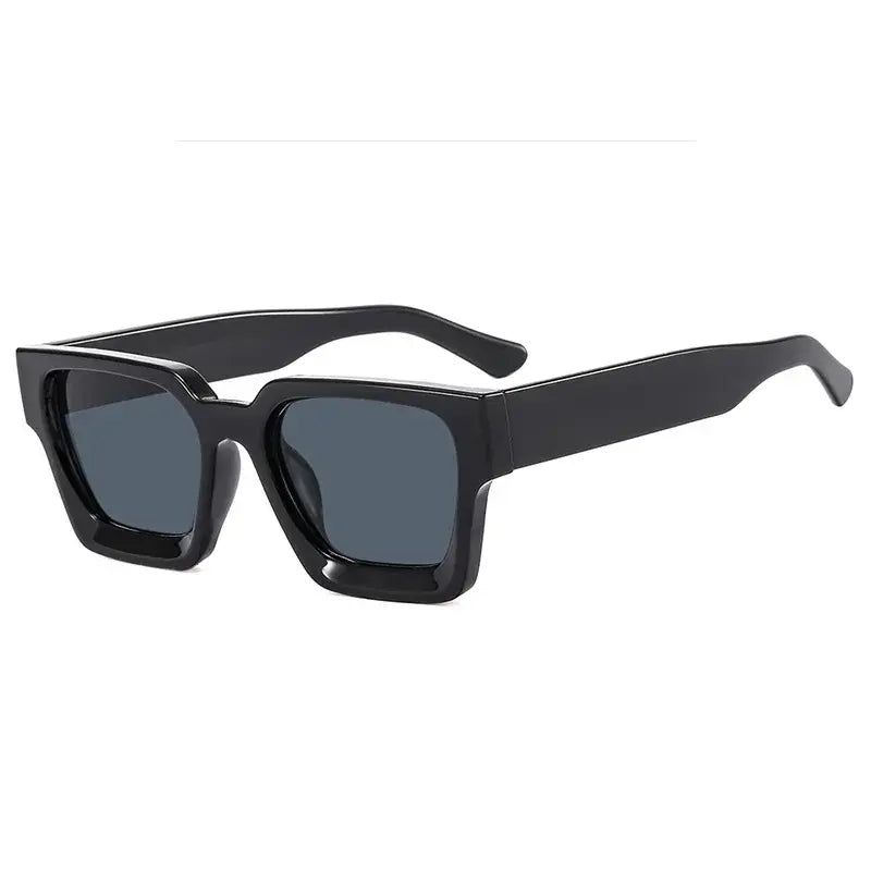 Trendy Square Sunglasses - Bold Black Frame, Blue Lenses, UV Protection