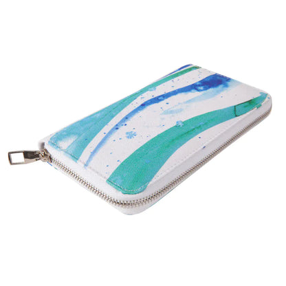 Anemoss Watercolor Waves Wallet , Women's Zippered Clutch Purse