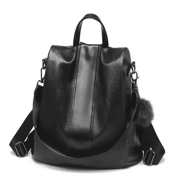 Chic Convertible Faux Leather Backpack - Anti-Theft & Spacious