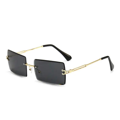 Edgy Rimless Rectangle Sunglasses - UV400, Lightweight, Fashion-Forward