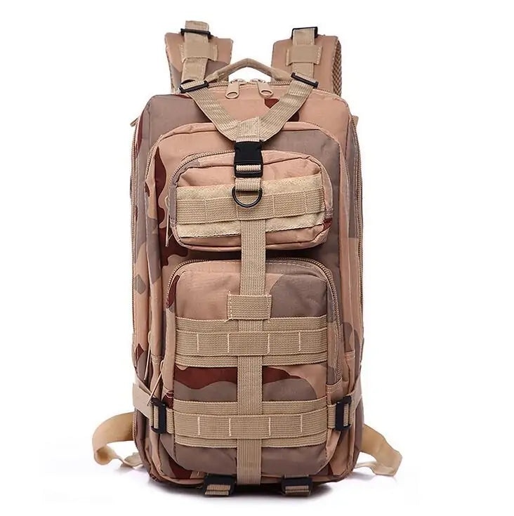 Compact Tactical Backpack - MOLLE, Water-Resistant, Camo Design