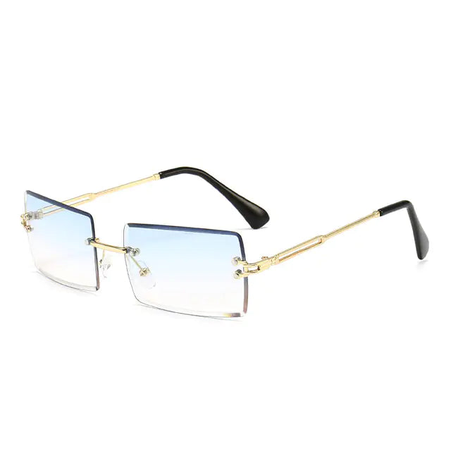 Edgy Rimless Rectangle Sunglasses - UV400, Lightweight, Fashion-Forward