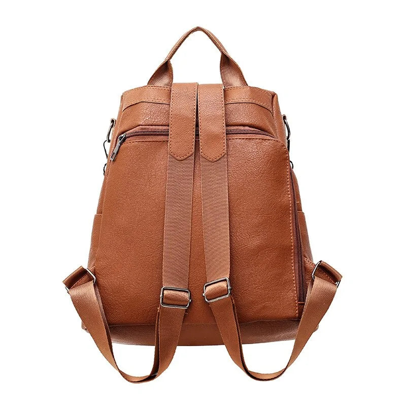 Chic Convertible Faux Leather Backpack - Anti-Theft & Spacious