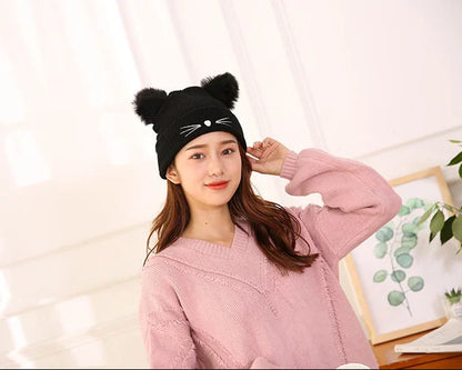 Purr-fectly Cute Cat Ear Beanie - Cozy & Playful Winter Hat