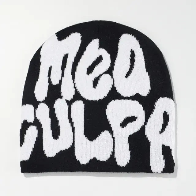 Statement "Mea Culpa" Beanie - Bold Knitted Style