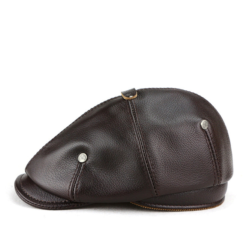 Classic Leather Newsboy Cap - Timeless Style & Comfort