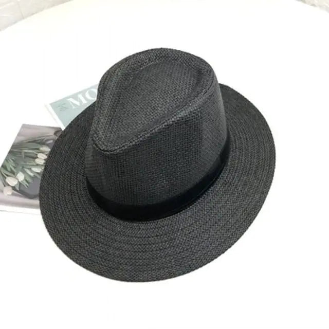 Classic Straw Fedora Hat - Summer Sun Protection, Unisex