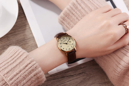 Classic Julius Quartz Watch with Brown Leather Strap