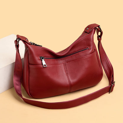 Classic Leather Shoulder Bag - Spacious, Organized, Timeless Style