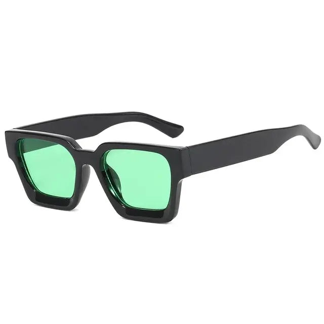 Trendy Square Sunglasses - Bold Black Frame, Blue Lenses, UV Protection