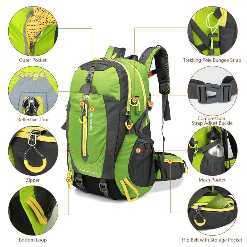 40L Hiking Backpack - Waterproof, Lightweight, with Hydration Pack