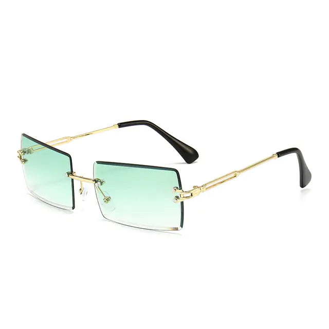 Edgy Rimless Rectangle Sunglasses - UV400, Lightweight, Fashion-Forward