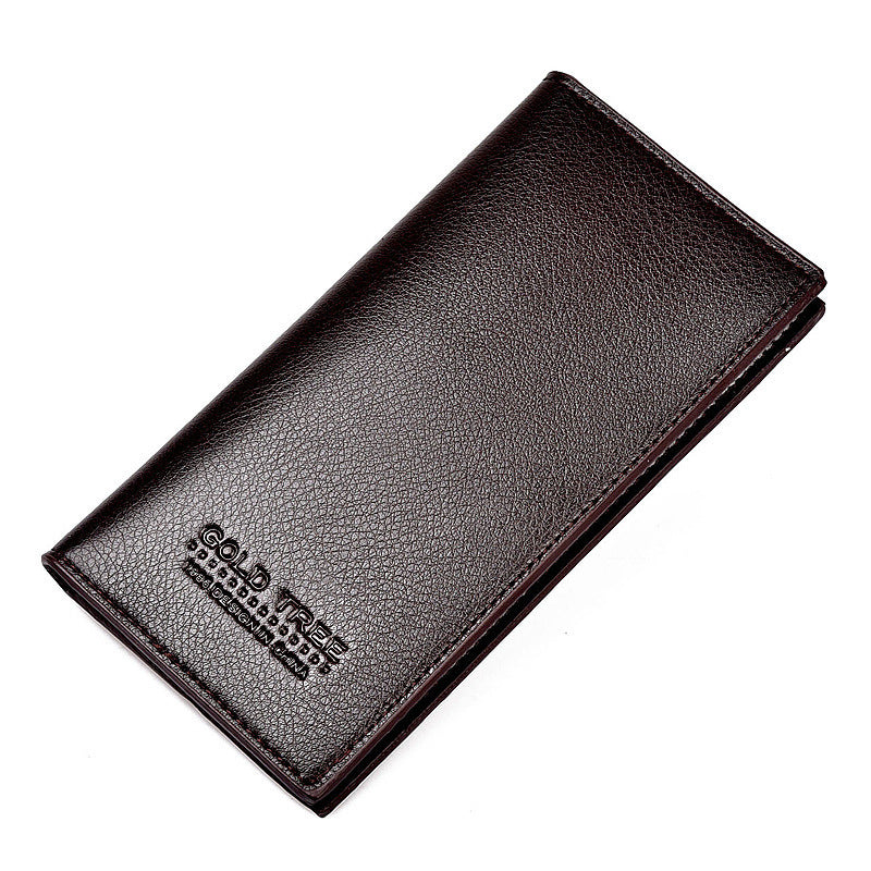 Gold Tree Men's Long Leather Wallet - Classic & Spacious